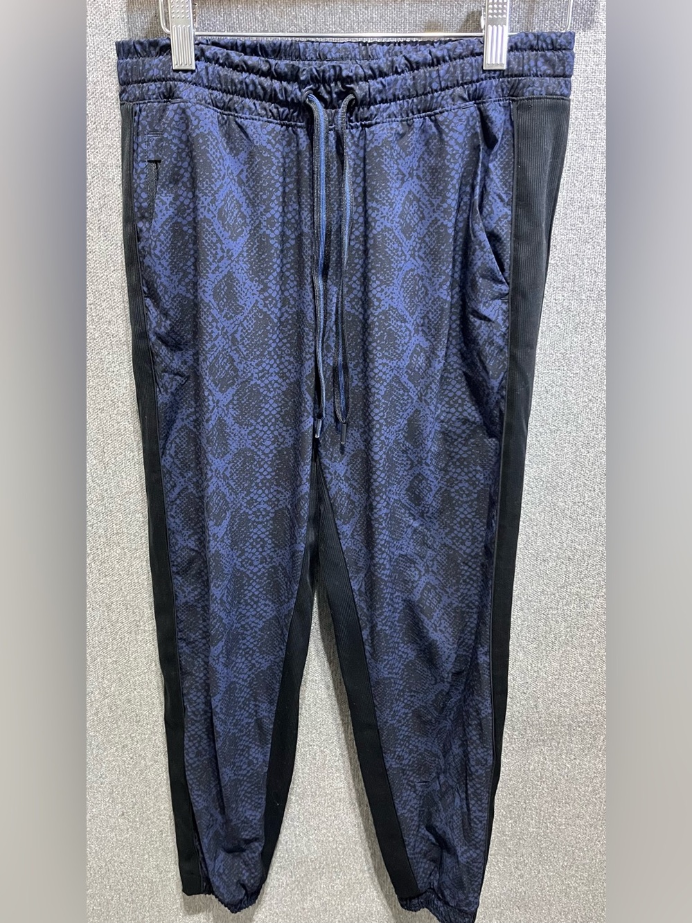 Athleta Navy Snake-Print Joggers with Black Side Panels